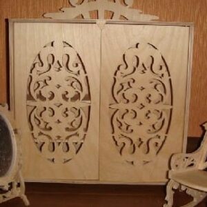 Intra απο ξύλο plywood 3mm-4mm πάχος – Περιστρεφόμενη βάση καθρέφτη επίπλων κουκλόσπιτου με ξύλο διάταξης Almirah 15x15 cm INTRAVECTRY-MY555514