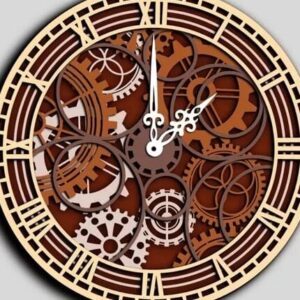 Intra απο ξύλο plywood 3mm-4mm πάχος – Ξύλινο ρολόι πολλαπλών στρώσεων με ξύλο Gears 10x10 cm INTRAVECTRY-MY555526