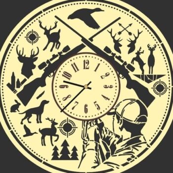 Intra απο ξύλο plywood 3mm-4mm πάχος – Ξύλινο ρολόι τοίχου δώρο για ξύλο Wild Animal Hunter 45x50 cm INTRAVECTRY-MY557246 - Image 1