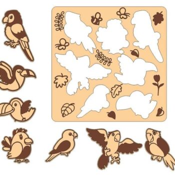 Intra απο ξύλο plywood 3mm-4mm πάχος – ξύλο Ξύλινου Παιχνιδιού παζλ με θέμα τα πουλιά 15x20 cm INTRAVECTRY-MY561391 - Image 1