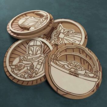 Intra απο ξύλο plywood 3mm-4mm πάχος – Εγχάρακτο ξύλο εμπνευσμένων από το Mandalorian Star Wars 20x25 cm INTRAVECTRY-MY555593 - Image 1