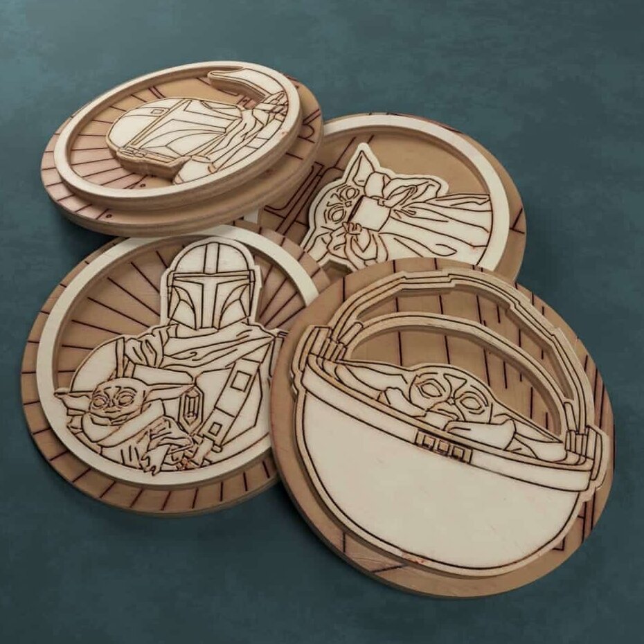 Intra απο ξύλο plywood 3mm-4mm πάχος – Εγχάρακτο ξύλο εμπνευσμένων από το Mandalorian Star Wars 20x25 cm INTRAVECTRY-MY555593