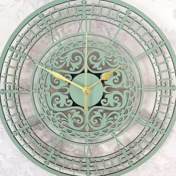 Intra απο ξύλο plywood 3mm-4mm πάχος – ξύλο συλλογής ρολογιών τοίχου με κομψό σχέδιο λουλουδιών 45x50 cm INTRAVECTRY-MY557263 - Image 1