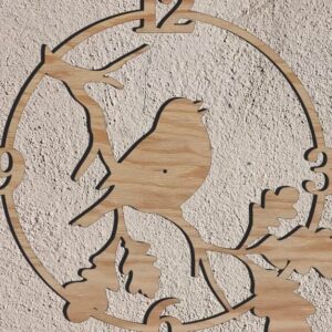 Intra απο ξύλο plywood 3mm-4mm πάχος – ξύλο σχεδίου ξύλινου ρολογιού τοίχου Bird on Branch 15x15 cm INTRAVECTRY-MY557265