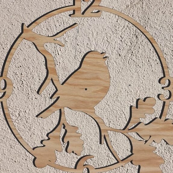Intra απο ξύλο plywood 3mm-4mm πάχος – ξύλο σχεδίου ξύλινου ρολογιού τοίχου Bird on Branch 15x15 cm INTRAVECTRY-MY557265