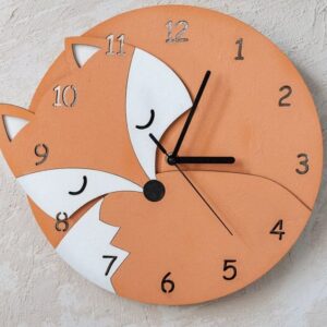 Intra απο ξύλο plywood 3mm-4mm πάχος – ξύλο Sleeping Fox Ξύλινο ρολόι τοίχου διπλής στρώσης για παιδικό δωμάτιο 20x20 cm INTRAVECTRY-MY555658