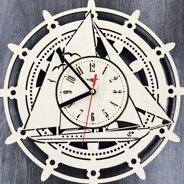 Intra απο ξύλο plywood 3mm-4mm πάχος – ξύλο Ξύλινου ρολογιού τοίχου διπλής στρώσης σχεδίασης ιστιοφόρου 15x15 cm INTRAVECTRY-MY557274