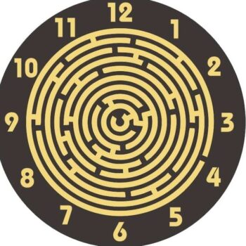 Intra απο ξύλο plywood 3mm-4mm πάχος – ξύλο Στρογγυλού Λαβύρινθου Ξύλινο Ρολόι Τοίχου 10x10 cm INTRAVECTRY-MY561083 - Image 1