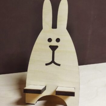 Intra απο ξύλο plywood 3mm-4mm πάχος – ξύλο Ξύλινη βάση στήριξης τηλεφώνου Bunny 20x25 cm INTRAVECTRY-MY555701 - Image 1