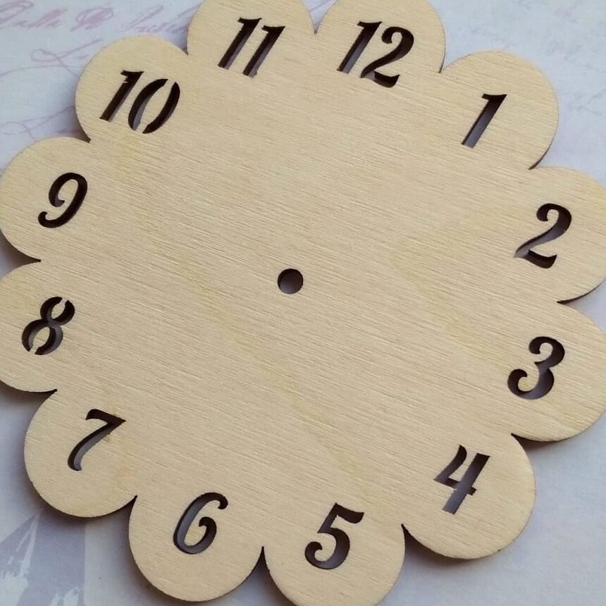 Intra απο ξύλο plywood 3mm-4mm πάχος – Ξύλινο ξύλο ρολογιού τοίχου δώδεκα πετάλων σε σχήμα λουλουδιού 25x25 cm INTRAVECTRY-MY557281