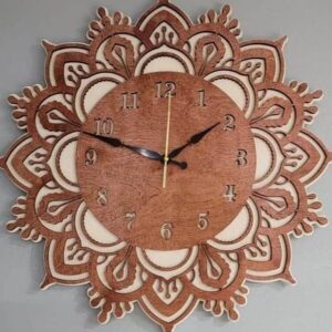 Intra απο ξύλο plywood 3mm-4mm πάχος – ξύλο ρολόι τοίχου Flower Mandala 12x15 cm INTRAVECTRY-MY555720
