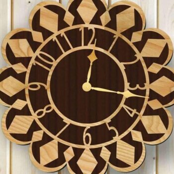 Intra απο ξύλο plywood 3mm-4mm πάχος – ξύλο Ξύλινο Ρολόι Τοίχου Διπλής Επίπεδης Floral Design 45x50 cm INTRAVECTRY-MY555721 - Image 1