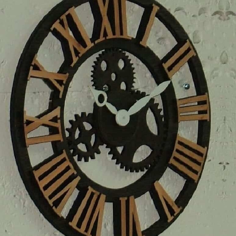 Intra απο ξύλο plywood 3mm-4mm πάχος – ξύλο ρολογιού τοίχου Steampunk Gears Style 20x20 cm INTRAVECTRY-MY557302