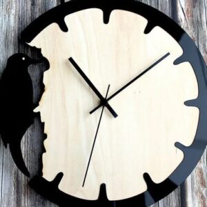 Intra απο ξύλο plywood 3mm-4mm πάχος – ξύλο στρογγυλού ρολογιού τοίχου Woodpecker 15x15 cm INTRAVECTRY-MY557306