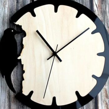 Intra απο ξύλο plywood 3mm-4mm πάχος – ξύλο στρογγυλού ρολογιού τοίχου Woodpecker 25x25 cm INTRAVECTRY-MY555737 - Image 1