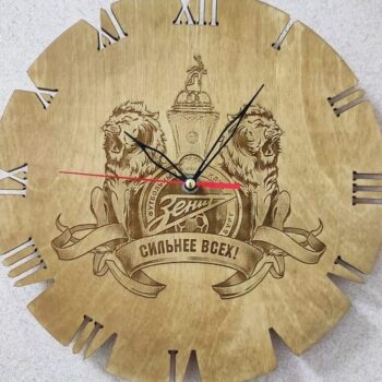 Intra απο ξύλο plywood 3mm-4mm πάχος – ξύλο δώρου ρολόι τοίχου Football Club Zenit με χαραγμένο ξύλο 35x40 cm INTRAVECTRY-MY561114 - Image 1