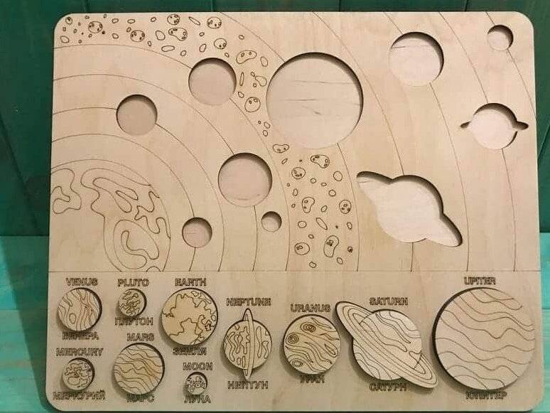 Intra απο ξύλο plywood 3mm-4mm πάχος – ξύλο Solar System Inset Puzzle for Toddlers 10x10 cm INTRAVECTRY-MY560456