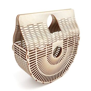 Intra απο ξύλο plywood 3mm-4mm πάχος – Γυναικεία τσάντα από μπαμπού με λίμα ζωντανού μεντεσέ 40x45 cm INTRAVECTRY-MY556939 - Image 1