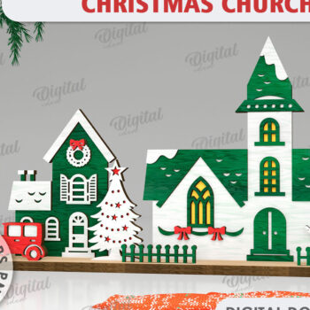 Intra απο ξύλο plywood 3mm-4mm πάχος Τρισδιάστατη χριστουγεννιάτικη εκκλησία κοπής με λέιζερ Δίασταση 15x15 cm INTRAFABR-109486451 - Image 1