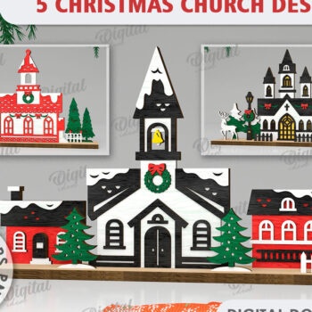 Intra απο ξύλο plywood 3mm-4mm πάχος Δέσμη κοπής με λέιζερ τρισδιάστατες εκκλησίες Χριστουγέννων Δίασταση 15x15 cm INTRAFABR-109489670 - Image 1