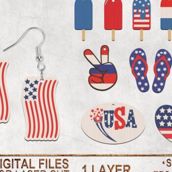 Intra απο ξύλο plywood 3mm-4mm πάχος σκουλαρίκια 4ης Ιουλίου Δίασταση 2x2 cm INTRAFABR-31661363 - Image 1