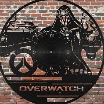 Intra απο ξύλο plywood 3mm-4mm πάχος – ξύλο ρολογιού τοίχου Overwatch Reaper Vinyl Record 40x45 cm INTRAVECTRY-MY561131 - Image 1