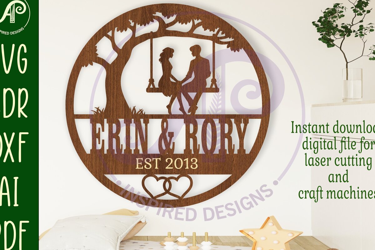 Intra απο ξύλο plywood 3mm-4mm πάχος Ζευγάρι επετείου με θέμα το όνομα Swing Δίασταση 6x6 cm INTRAFABR-109248007