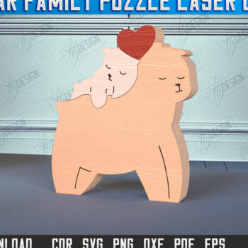 Intra απο ξύλο plywood 3mm-4mm πάχος Bear Family Puzzle | Διακόσμηση σπιτιού | CNC Δίασταση 20x20 cm INTRAFABR-100046578 - Image 1