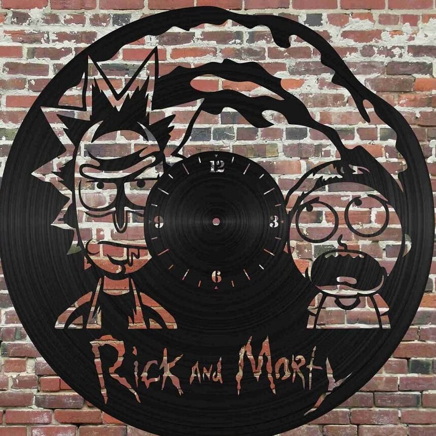 Intra απο ξύλο plywood 3mm-4mm πάχος – ξύλο ρολογιού τοίχου βινυλίου Rick and Morty 50x60 cm INTRAVECTRY-MY557339