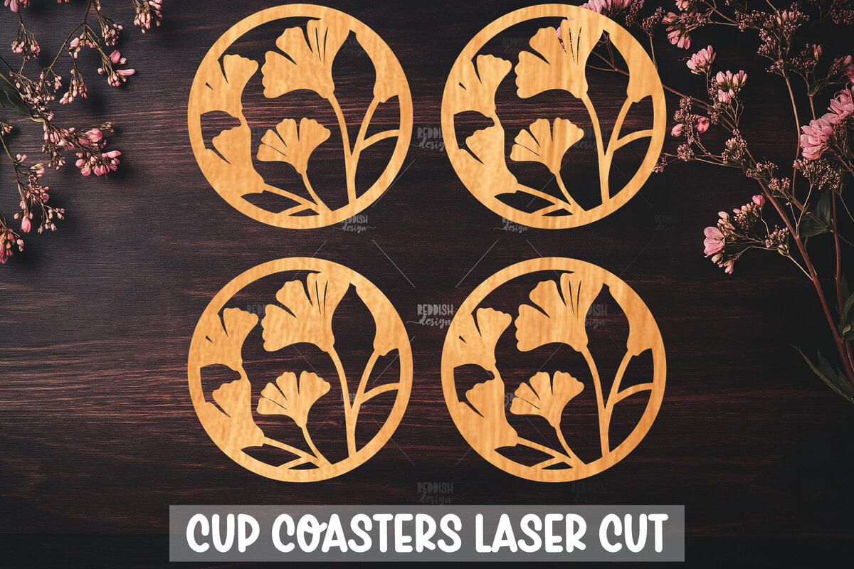Intra απο ξύλο plywood 3mm-4mm πάχος Botanical Cup Coaster File Cut  Δίασταση 15x15 cm INTRAFABR-121341057