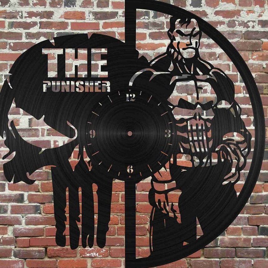 Intra απο ξύλο plywood 3mm-4mm πάχος – The Punisher Vinyl Record Clock Wall File 30x30 cm INTRAVECTRY-MY555911