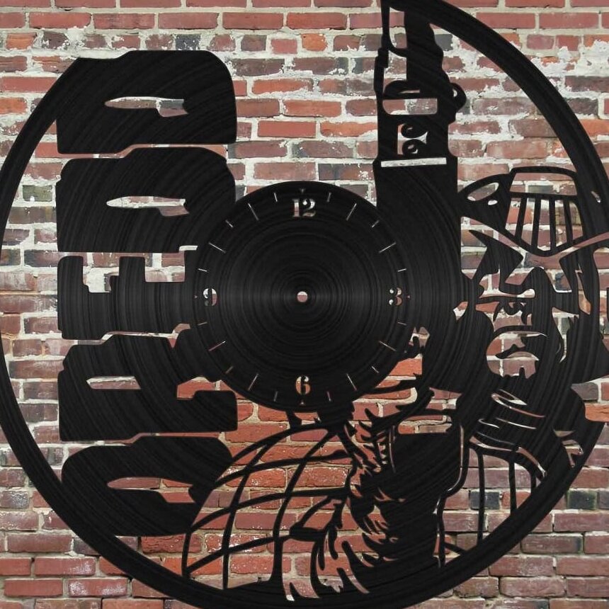 Intra απο ξύλο plywood 3mm-4mm πάχος – Ρολόι τοίχου Judge Dredd Vinyl Record για το ξύλο διακόσμησης σπιτιού 15x15 cm INTRAVECTRY-MY555916