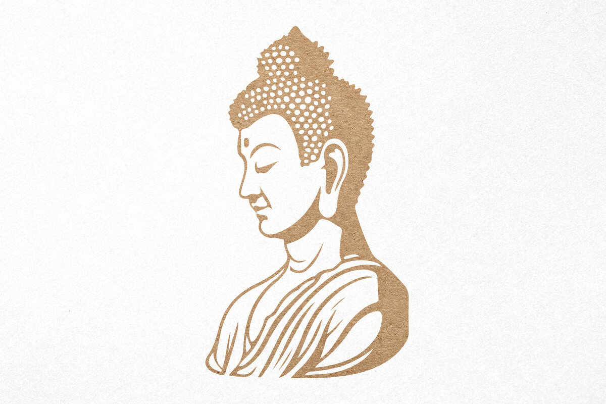 Intra απο ξύλο plywood 3mm-4mm πάχος κοπής με χαρακτικό άγαλμα του Βούδα Δίασταση 7x7 cm INTRAFABR-96246209