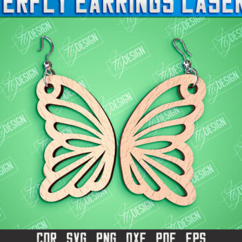 Intra απο ξύλο plywood 3mm-4mm πάχος Σχεδιασμός Σκουλαρίκια πεταλούδας | Αξεσουάρ Δίασταση 3x3 cm INTRAFABR-94677378 - Image 1