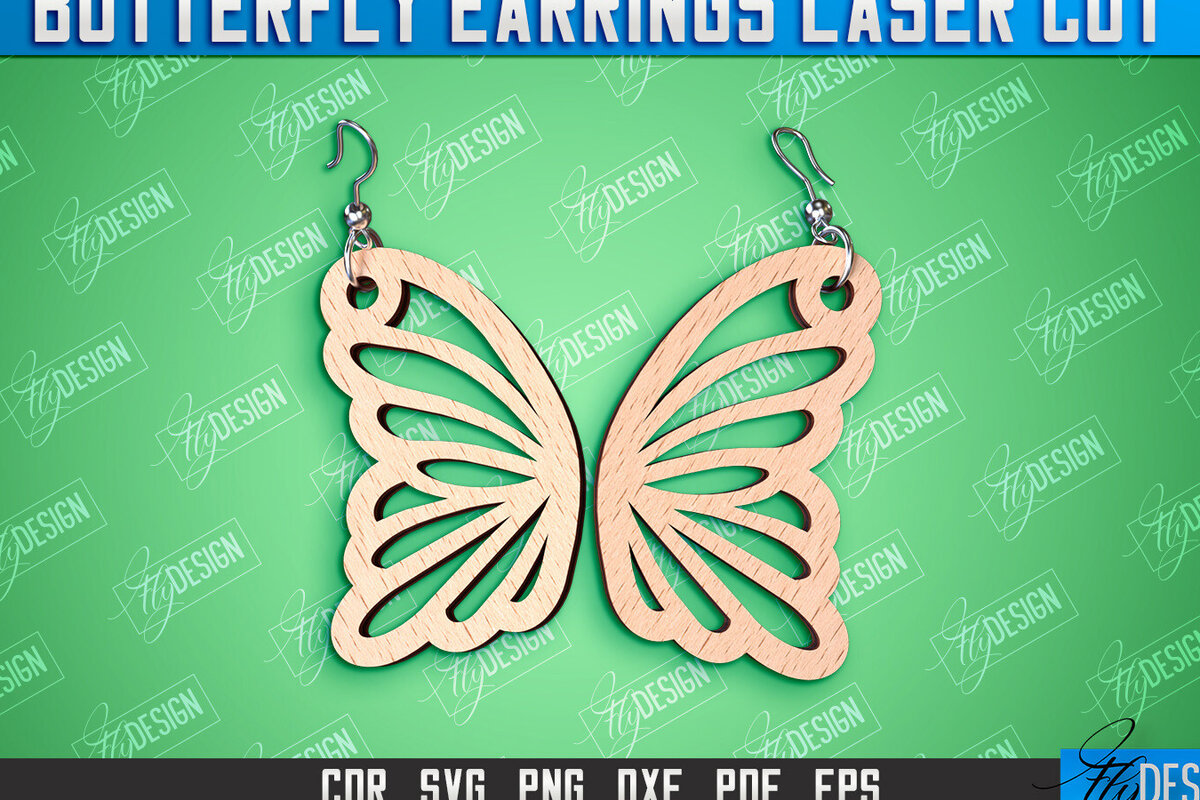 Intra απο ξύλο plywood 3mm-4mm πάχος Σχεδιασμός Σκουλαρίκια πεταλούδας | Αξεσουάρ Δίασταση 3x3 cm INTRAFABR-94677378