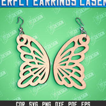 Intra απο ξύλο plywood 3mm-4mm πάχος Σχεδιασμός Σκουλαρίκια πεταλούδας | Αξεσουάρ Δίασταση 3x3 cm INTRAFABR-94677380 - Image 1