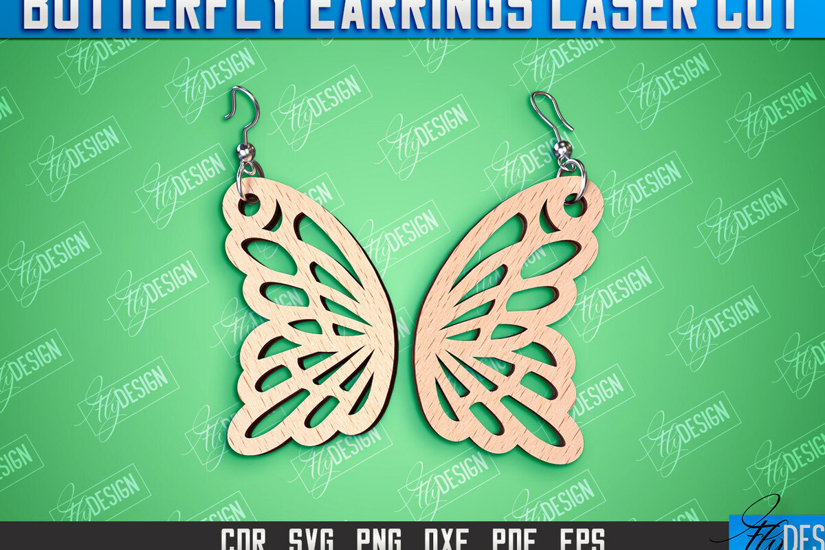 Intra απο ξύλο plywood 3mm-4mm πάχος Σχεδιασμός Σκουλαρίκια πεταλούδας | Αξεσουάρ Δίασταση 3x3 cm INTRAFABR-94677380