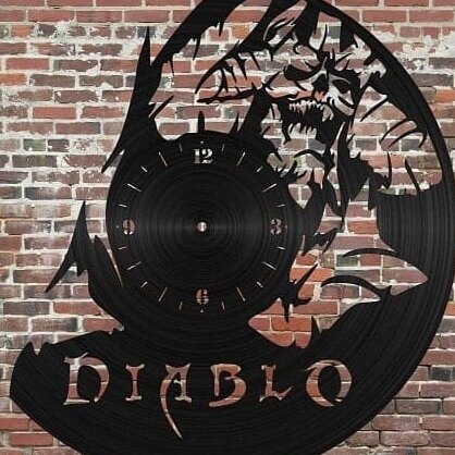 Intra απο ξύλο plywood 3mm-4mm πάχος – Ρολόι δίσκου Diablo Vinyl για ξύλο τοίχου 45x50 cm INTRAVECTRY-MY557355