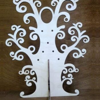 Intra απο ξύλο plywood 3mm-4mm πάχος – Φυλλώδης Δέντρο Σκουλαρίκια Θήκη Ξύλινο ξύλο Οργανωτής κοσμημάτων 30x30 cm INTRAVECTRY-MY559349 - Image 1