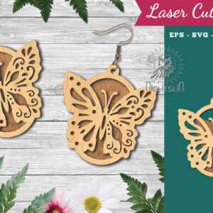 Intra απο ξύλο plywood 3mm-4mm πάχος Σκουλαρίκια κοπής με λέιζερ πεταλούδα 2 Δίασταση 3x3 cm INTRAFABR-123580744