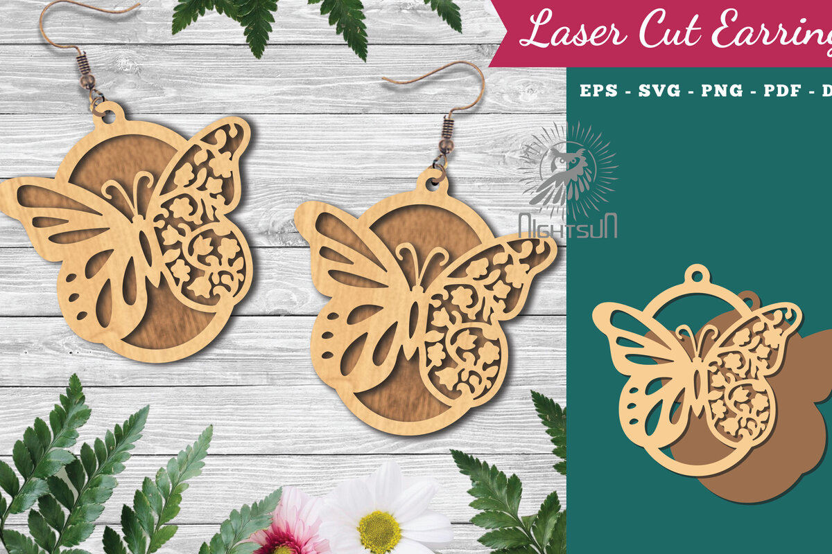 Intra απο ξύλο plywood 3mm-4mm πάχος Σκουλαρίκια κοπής με λέιζερ πεταλούδα 3 Δίασταση 3x3 cm INTRAFABR-123580770