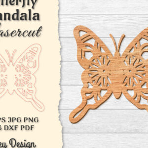 Intra απο ξύλο plywood 3mm-4mm πάχος Πεταλούδα Mandala  Δίασταση 30x30 cm INTRAFABR-121045405