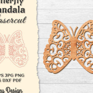 Intra απο ξύλο plywood 3mm-4mm πάχος Πεταλούδα Mandala  Δίασταση 30x30 cm INTRAFABR-121045411