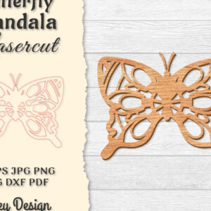 Intra απο ξύλο plywood 3mm-4mm πάχος Πεταλούδα Mandala  Δίασταση 30x30 cm INTRAFABR-121045420