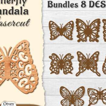 Intra απο ξύλο plywood 3mm-4mm πάχος ΔΕΜΑΤΑ Πεταλούδας Mandala  Δίασταση 30x30 cm INTRAFABR-121045428 - Image 1