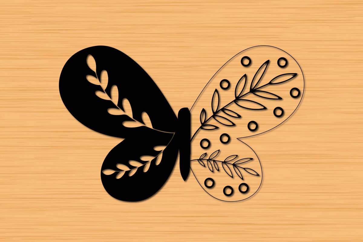 Intra απο ξύλο plywood 3mm-4mm πάχος Butterfly Papercut Floral Δίασταση 30x20 cm INTRAFABR-30561825