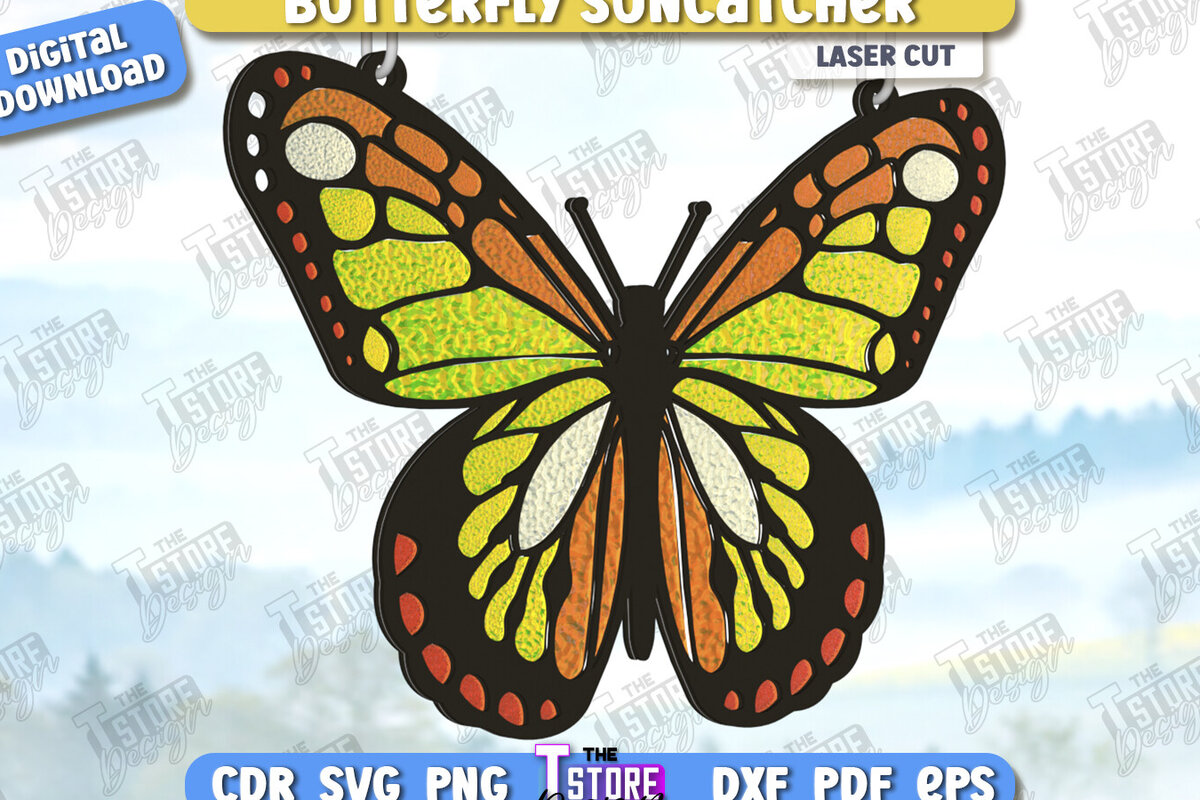 Intra απο ξύλο plywood 3mm-4mm πάχος Suncatcher πεταλούδας | CNC Δίασταση 30x20 cm INTRAFABR-123578676