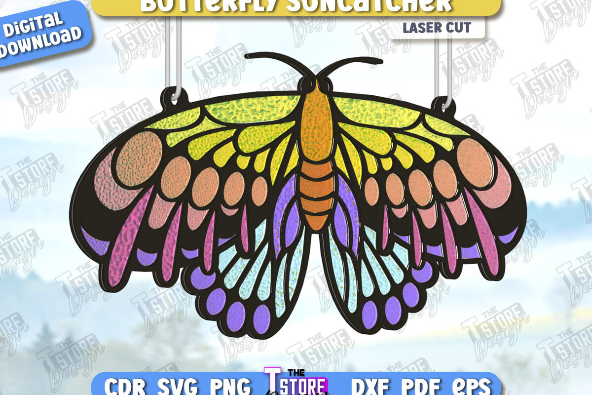 Intra απο ξύλο plywood 3mm-4mm πάχος Suncatcher πεταλούδας | CNC Δίασταση 30x20 cm INTRAFABR-123578679