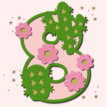 Intra απο ξύλο plywood 3mm-4mm πάχος Cactus Numbers 3D Δίασταση 15x15 cm INTRAFABR-102387609 - Image 1