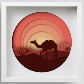 Intra απο ξύλο plywood 3mm-4mm πάχος Camel Shadow Box , 3D Desert Papercut Δίασταση 30x30 cm INTRAFABR-57759909 - Image 1